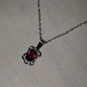 Vintage Amethyst Necklace in Silver Setting